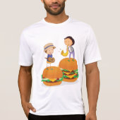 Kinder muziek op gigantische cheeseburgers t-shirt (Voorkant)