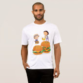 Kinder muziek op gigantische cheeseburgers t-shirt (Voorkant volledig)