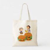 Kinder muziek op gigantische cheeseburgers tote bag (Achterkant)
