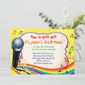 Kinder muziek / zingen / Karaoke Colorful Invitati Kaart (Staand voorkant)