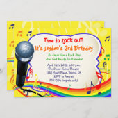 Kinder muziek / zingen / Karaoke Colorful Invitati Kaart (Voorkant / Achterkant)