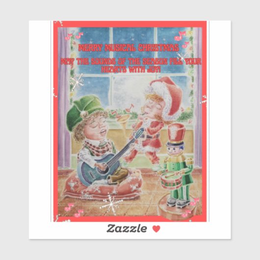Kinder Muzikale Kerststickers Sticker (Vel)