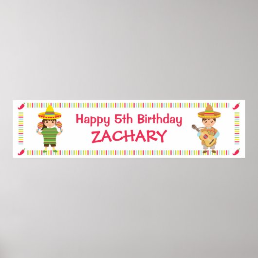 Kinder muzikale Mexicaanse Fiesta Birthday Party B Poster (Voorkant)