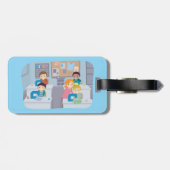 Kinder naaiklasse plezier knutselen en leren bagagelabel (Achterkant horizontaal)