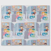 Kinder naaiklasse plezier knutselen en leren cadeaupapier (Vlak)