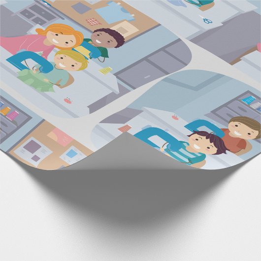 Kinder naaiklasse plezier knutselen en leren cadeaupapier