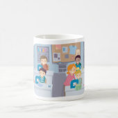 Kinder naaiklasse plezier knutselen en leren koffiemok (Center)