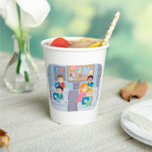 Kinder naaiklasse plezier knutselen en leren papieren bekers