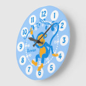 Kinder naam aaanblauw & witte muurklok grote klok (Hoek)