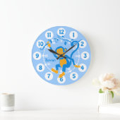 Kinder naam aaanblauw & witte muurklok grote klok (Huis)