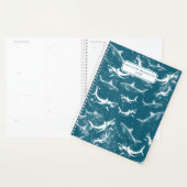 Kinder naam aangepast blauw haaienpatroon planner (Display)