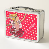 Kinder naam ballerina blond meisje rood roze lunch (Achterkant)