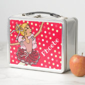 Kinder naam ballerina blond meisje rood roze lunch (In situ)
