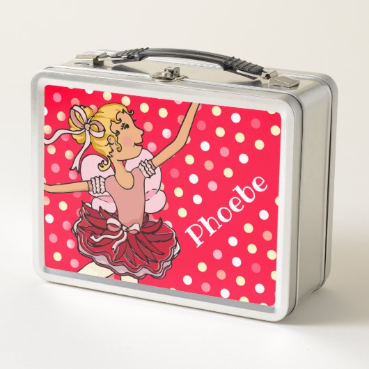 Kinder naam ballerina blond meisje rood roze lunch (Voorkant)