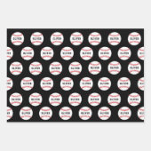 Kinder naam Baseball Ball Black Pattern Inpakpapier Vel (Voorkant)