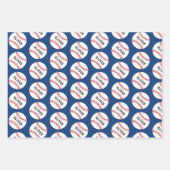 Kinder naam Baseball Ball Blue Pattern Inpakpapier Vel (Voorkant 3)