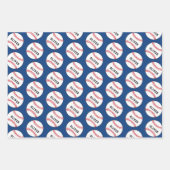 Kinder naam Baseball Ball Blue Pattern Inpakpapier Vel (Voorkant 2)