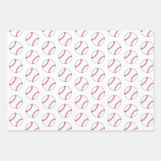 Kinder naam Baseball Ball Blue Pattern Inpakpapier Vel (Voorkant 3)