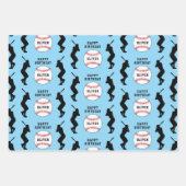 Kinder naam Baseball Ball Blue Sports Player Inpakpapier Vel (Voorkant)