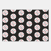 Kinder naam Baseball Ball Pattern Birthday Wrappin Inpakpapier Vel (Voorkant 2)