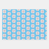 Kinder naam Baseball Ball Pattern Birthday Wrappin Inpakpapier Vel (Voorkant 3)