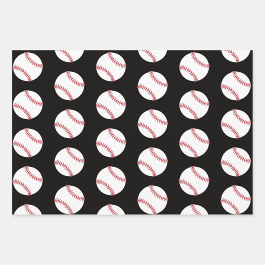 Kinder naam Baseball Ball Pattern Birthday Wrappin Inpakpapier Vel (Voorkant 2)