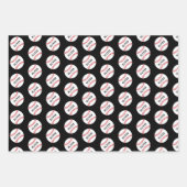 Kinder naam Baseball Ball Pattern Birthday Wrappin Inpakpapier Vel (Voorkant 3)
