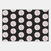 Kinder naam Baseball Ball Pattern Birthday Wrappin Inpakpapier Vel (Voorkant 2)