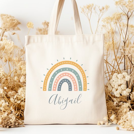 Kinder naam Boho Pastel Earth Tones Tote Bag