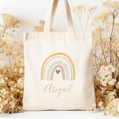 Kinder naam Boho Pastel Earth Tones Tote Bag