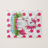 Kinder naam Cute Unicorn Puzzle Learning Activity Legpuzzel (Horizontaal)