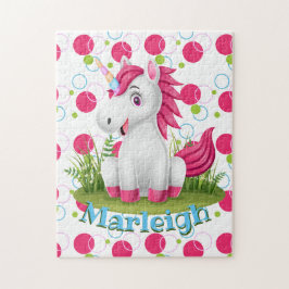 Kinder naam Cute Unicorn Puzzle Learning Activity Legpuzzel