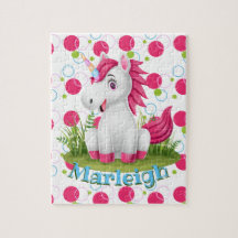 Kinder naam Cute Unicorn Puzzle Learning Activity