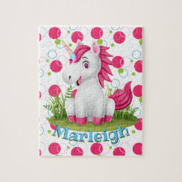 Kinder naam Cute Unicorn Puzzle Learning Activity Legpuzzel