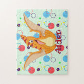 Kinder naam Dinosaur Puzzle Learning Activity Legpuzzel (Verticaal)