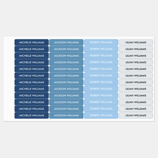 Kinder naam eenvoudig blauw grijs palet labels (Vel)