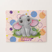 Kinder naam Elephant Puzzle Learning Activity Legpuzzel (Horizontaal)