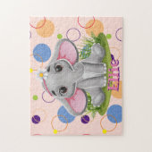 Kinder naam Elephant Puzzle Learning Activity Legpuzzel (Verticaal)