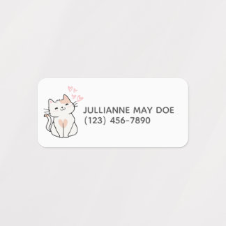 Kinder naam en telefoonnummer Cute Cat Label