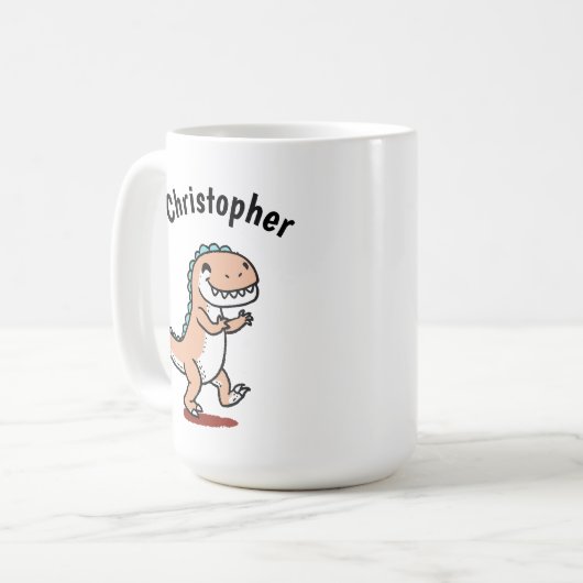 Kinder naam Funny Dinosaur Koffiemok (Voorkant links)