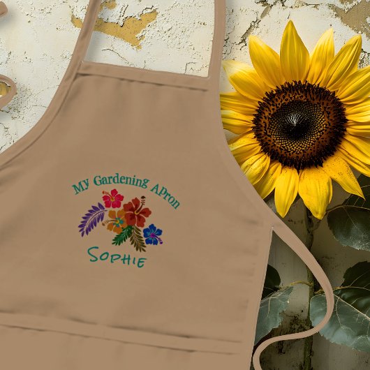 Kinder naam Gardening Schort Hibiscus Flowers