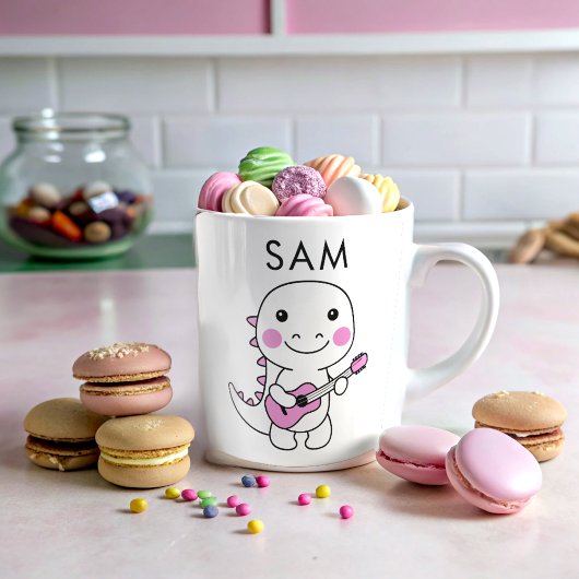 Kinder naam Gepersonaliseerde grappige dino Koffiemok