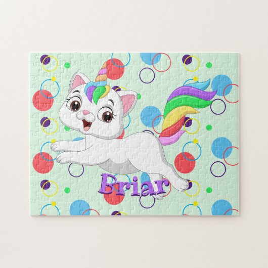 Kinder naam Happy Kittycorn Puzzle-leeractiviteit Legpuzzel (Horizontaal)