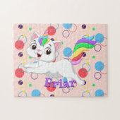 Kinder naam Happy Kittycorn Puzzle-leeractiviteit Legpuzzel (Horizontaal)