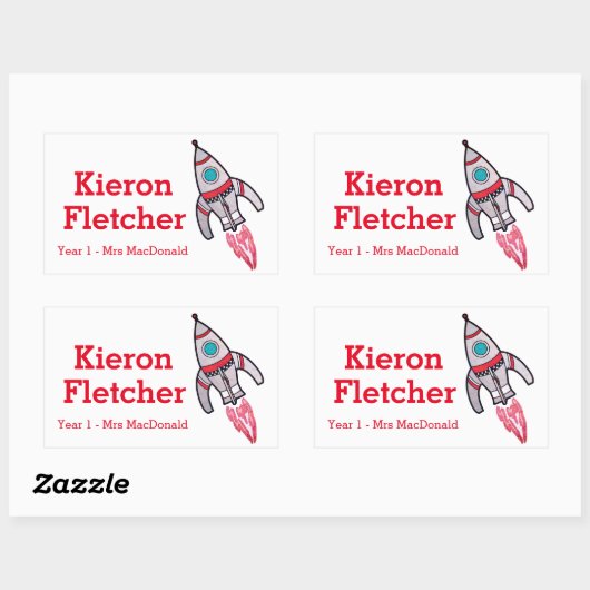 Kinder naam ID raket stickers (Vel)