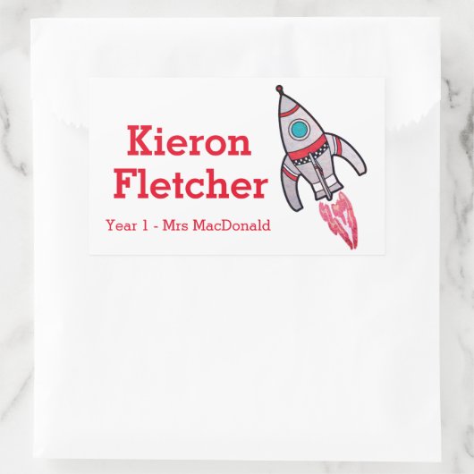 Kinder naam ID raket stickers (Tas)