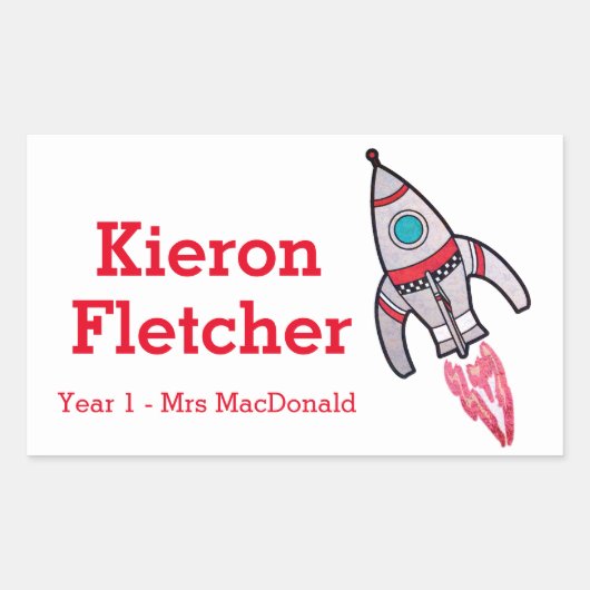 Kinder naam ID raket stickers (Voorkant)