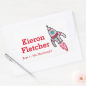 Kinder naam ID raket stickers (Envelop)