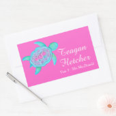 Kinder naam ID schildpad harten roze stickers (Envelop)