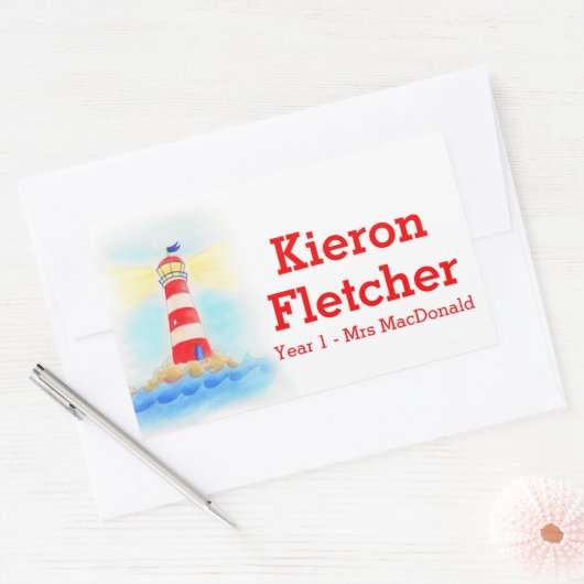 Kinder naam ID vuurtoren stickers (Envelop)